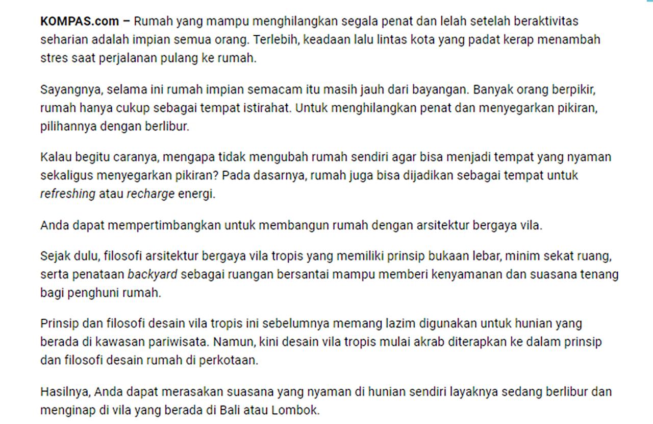 Ulasan Media KOMPAS.com - Tips Membangun Rumah Bergaya Vila agar Tetap Betah Beraktivitas dari Rumah 1 1