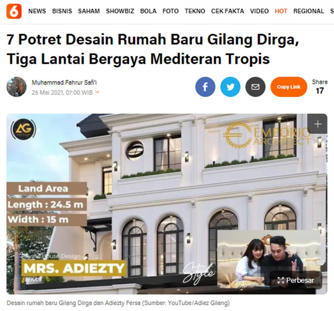 Ulasan Media liputan6.com - 7 Potret Desain Rumah Baru Gilang Dirga, Tiga Lantai Bergaya Mediteran Tropis