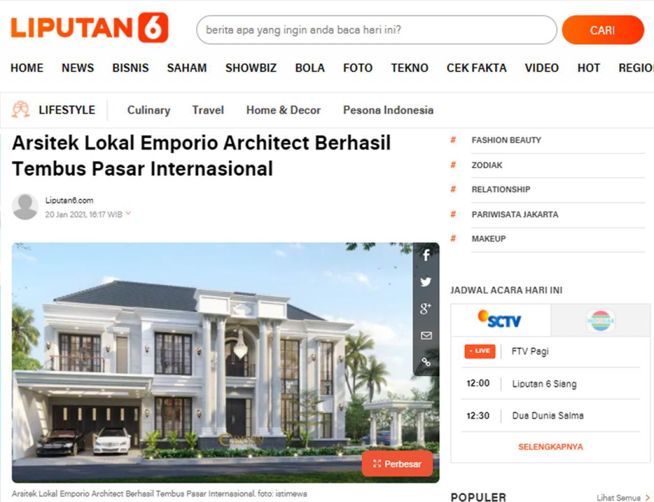 Ulasan Media LIPUTAN6.com - Arsitek Lokal Emporio Architect Berhasil Tembus Pasar Internasional