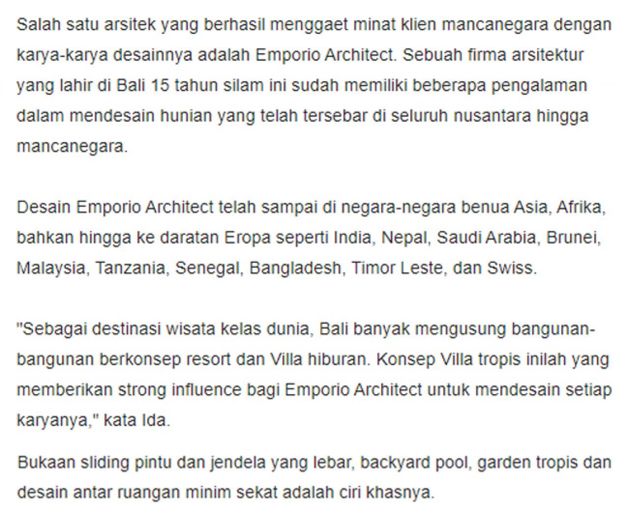 Ulasan Media SINDONEWS.com - Emporio Architect, Arsitek Anak Bangsa yang Berhasil Tembus Pasar Internasional 2 2