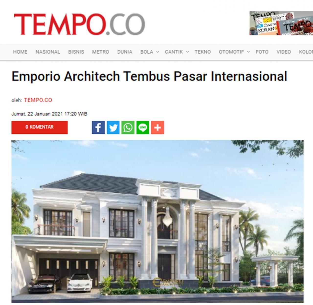 Ulasan Media TEMPO.co - Emporio Architect Tembus Pasar Internasional