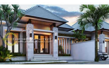 Desain Rumah 1 Lantai Style Villa Bali Tropis