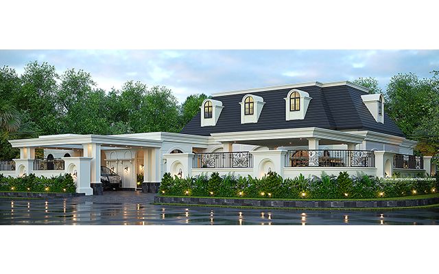 Desain Rumah Mediteran Klasik 1 Lantai Ibu AML 2131 di  Semarang