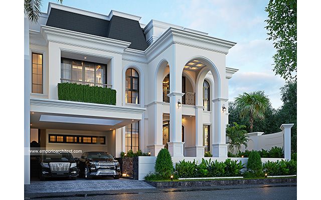 Desain Rumah Klasik Mediteran 2 Lantai Ibu D 1819 di  Malang