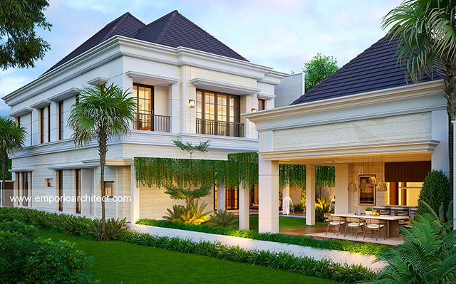 Desain Rumah Klasik 2 Lantai Ibu S 1764 di  Tangerang