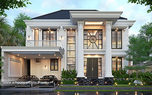 Desain Rumah Klasik 2 Lantai Ibu EDV 1689 di  Pekanbaru, Riau