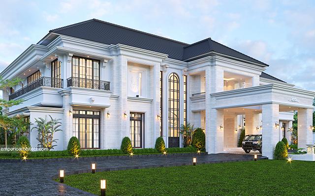 Desain Rumah Klasik 2 Lantai Bapak Mubaroq di  Jambi