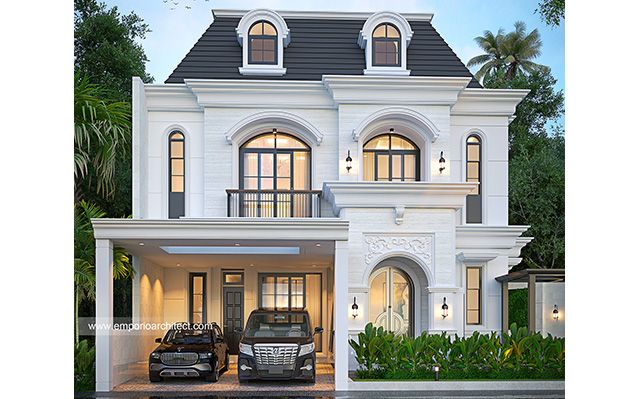 Desain Rumah Klasik 3 Lantai Ibu UF 1702 di  Jakarta