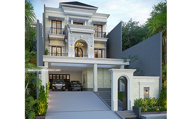 Desain Rumah Mediteran Klasik 3 Lantai Bapak DNN 1750 di  Jakarta Barat