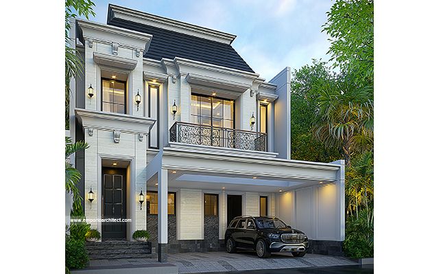 Desain Rumah Klasik 3 Lantai Bapak RZK di  Jakarta Barat