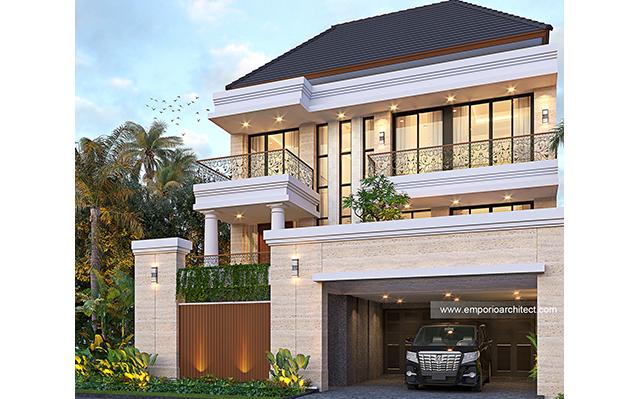 Desain Rumah Klasik 3 Lantai Bapak JMM di  Surabaya