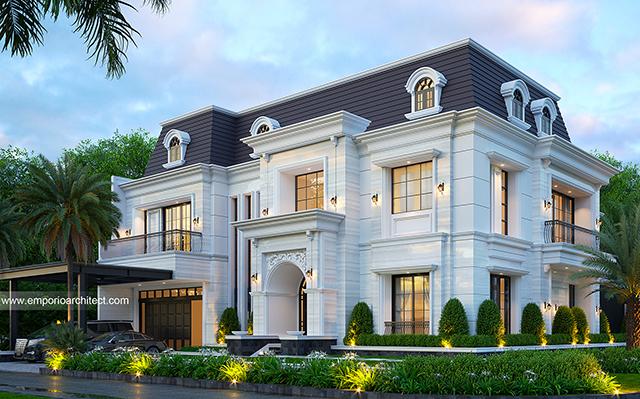 Desain Rumah Klasik 3 Lantai Ibu SNY di  Bandung