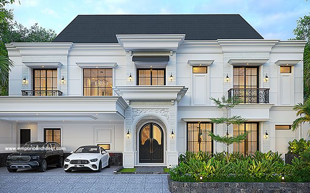 Desain Rumah Mediteran Klasik 2 Lantai Ibu E 1809 di  Jakarta