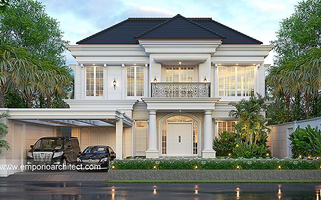 Desain Rumah Klasik Modern 2 Lantai Bapak FJR 1608 di  Yogyakarta