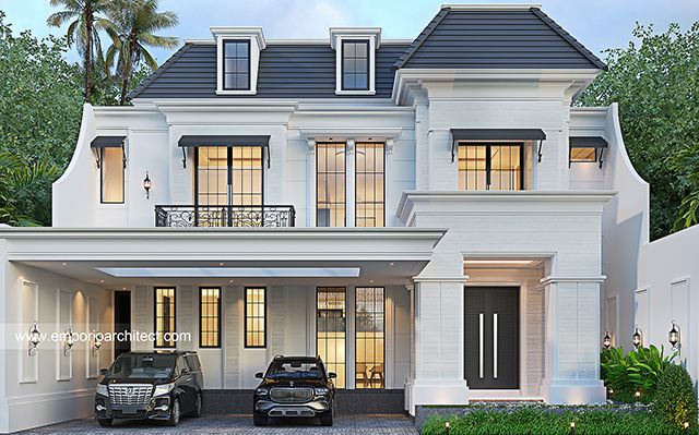 Desain Rumah Klasik Modern 2 Lantai Bapak MMT 1840 di  Jakarta