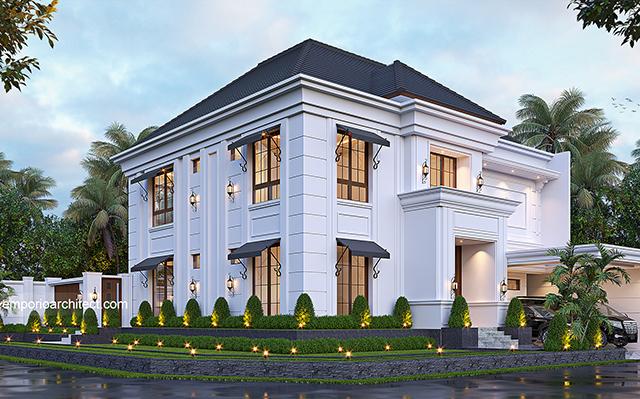 Desain Rumah Klasik Modern 2 Lantai Bapak AFL 2040 di  Solo