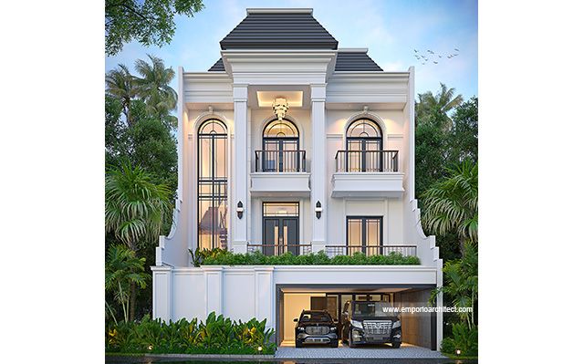 Desain Rumah Klasik Modern 3 Lantai Ibu SLT 1680 di  Jakarta Selatan