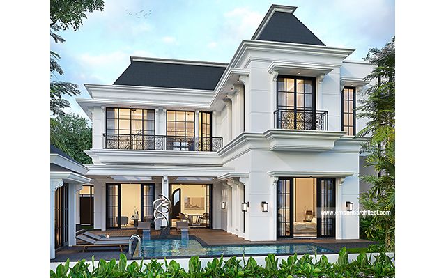 Desain Rumah Mediteran Klasik 2 Lantai Bapak WWN 1920 di  Lampung