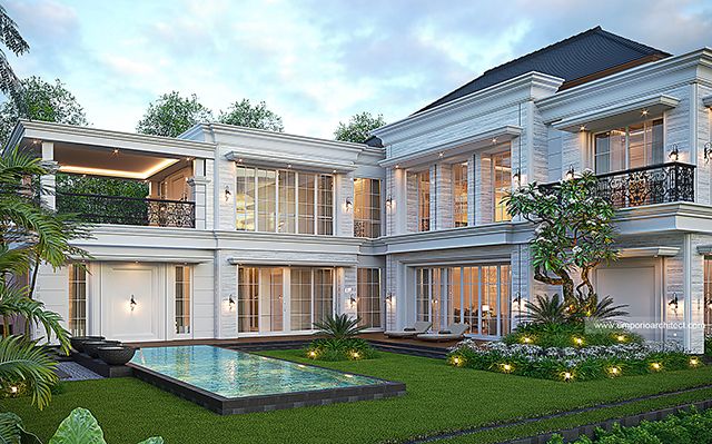 Desain Rumah Mediteran Klasik 2 Lantai Bapak EJR di  Bulukumba, Makassar