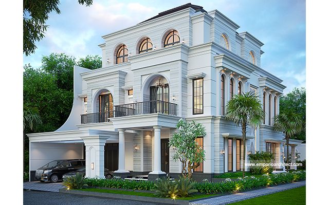 Desain Rumah Mediteran Klasik 3 Lantai Ibu DW di  Jakarta