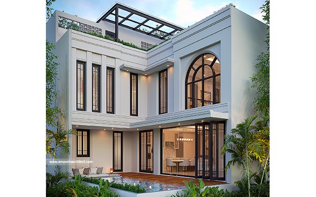 Desain Rumah Mediteran Klasik 3 Lantai Bapak CDR di  Jakarta Selatan