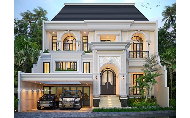 Desain Rumah Mediteran Klasik 3 Lantai Bapak TMB 2061 di  BSD, Tangerang Selatan