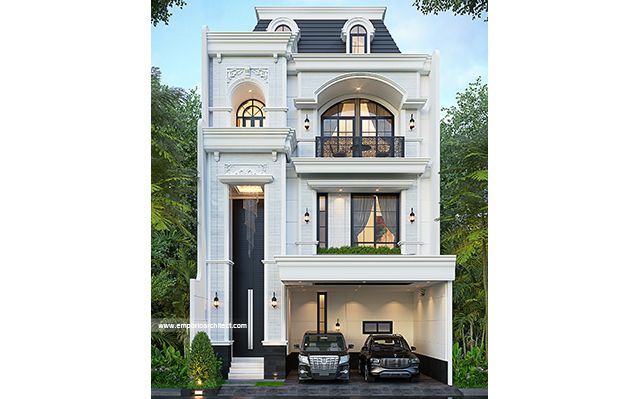 Desain Rumah Mediteran Klasik 4 Lantai Ibu NDA 1942 di  Jakarta Selatan