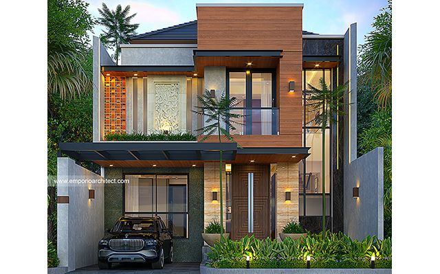 Desain Rumah Modern 2 Lantai Bapak HRI 1677 di  Pekanbaru, Riau