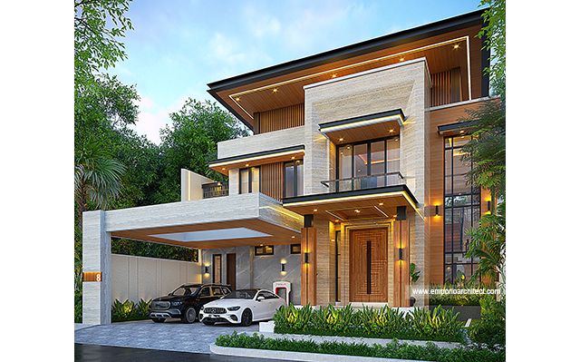 Desain Rumah Modern 2 Lantai Bapak FDL dan Ibu I 2075 di  Bontang, Kalimantan Timur