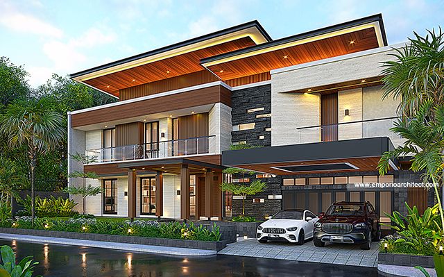 Desain Rumah Modern 2 Lantai Ibu FLC 1454 di  Surabaya