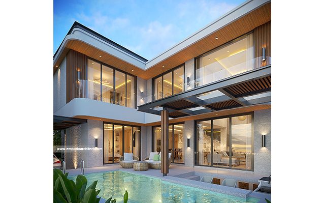 Desain Villa Modern 2 Lantai Ibu JTA 1946 di  Ungasan, Badung, Bali