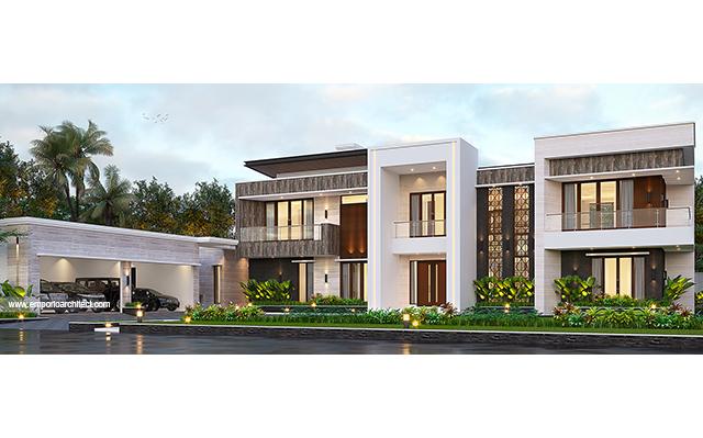 Desain Rumah Modern 2.5 Lantai Bapak Hendry di  Palembang