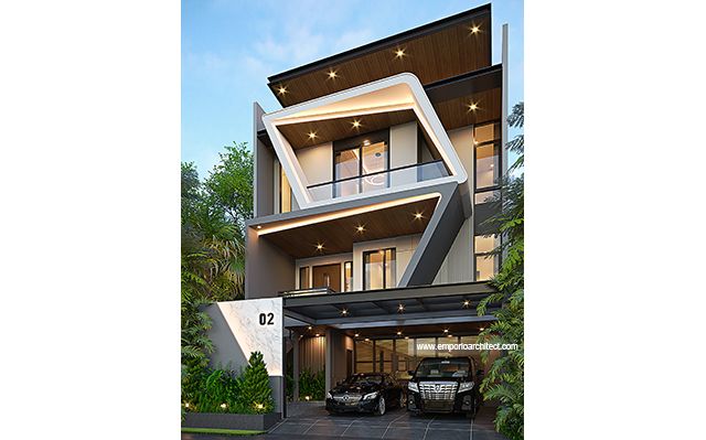 Desain Rumah Modern 3 Lantai Bapak AZM di  Jakarta Selatan