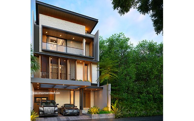 Desain Rumah Modern 3 Lantai Bapak R di  Cinere, Depok