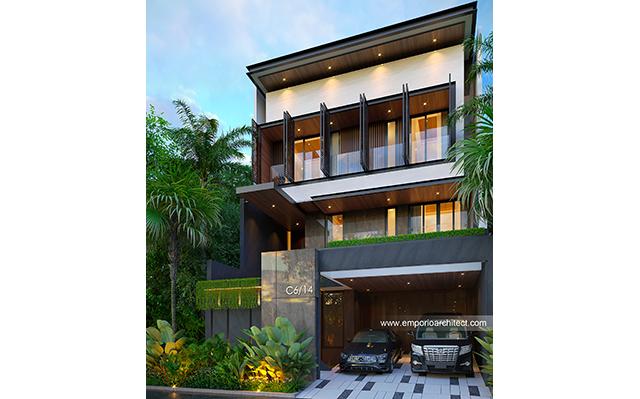 Desain Rumah Modern 3 Lantai Bapak HRC di  Jakarta