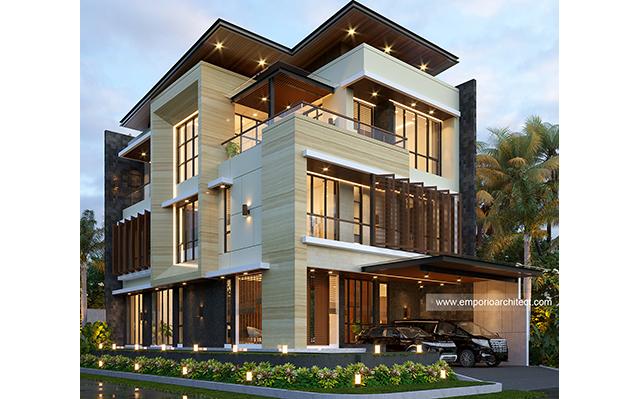 Desain Rumah Modern 3 Lantai Ibu Aurelia di  Tangerang