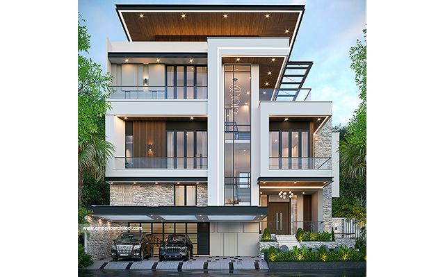 Desain Rumah Modern 3 Lantai Bapak PNM di  Alam Sutera, Tangerang