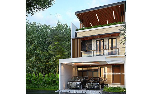 Desain Rumah Modern 3 Lantai Bapak CMS 1867 di  Jakarta Timur