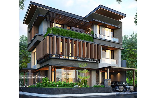 Desain Rumah Modern 3 Lantai Ibu FTR di  Tangerang Selatan