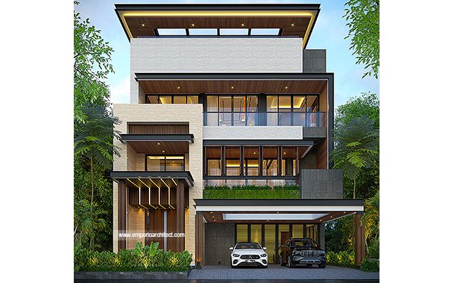 Desain Rumah Modern 4 Lantai Ibu JSC 1887 di  BSD, Tangerang Selatan