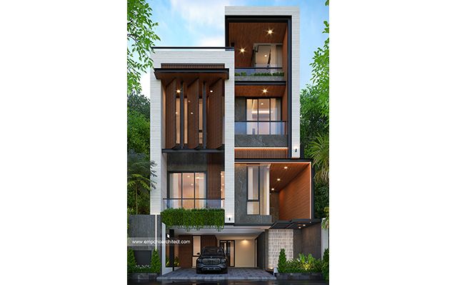 Desain Rumah Modern 4 Lantai Bapak CTR di  Jakarta Timur