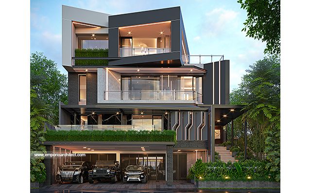 Desain Rumah Modern 4 Lantai Ibu A 1904 di  BSD, Tangerang Selatan