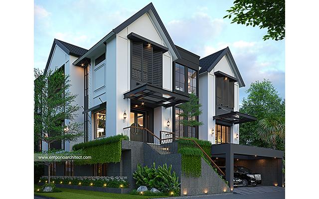 Desain Rumah Modern American Klasik 3 Lantai Bapak WLM 1648 di  Tangerang