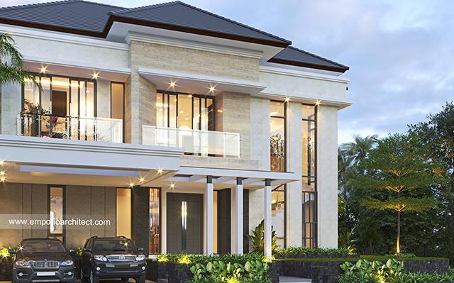 Desain Rumah Modern Klasik 2 Lantai Ibu Devi di  Cibubur, Jawa Barat