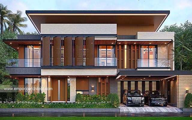 Desain Rumah Modern Kontemporer 2 Lantai Ibu WYN 1715 di  Aceh