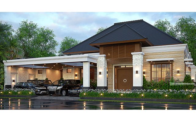 Desain Rumah Villa Bali 1 Lantai Bapak A di  Riau