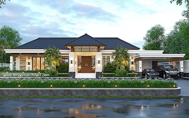 Desain Rumah Villa Bali 1 Lantai Ibu WN 1555 di  Sragen, Jawa Tengah