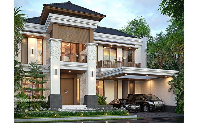 Desain Rumah Villa Bali 2 Lantai Ibu R 1825 di  Cinere, Depok