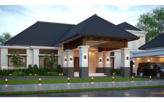 Desain Rumah Villa Bali 2 Lantai Ibu E 1945 di  Bengkulu