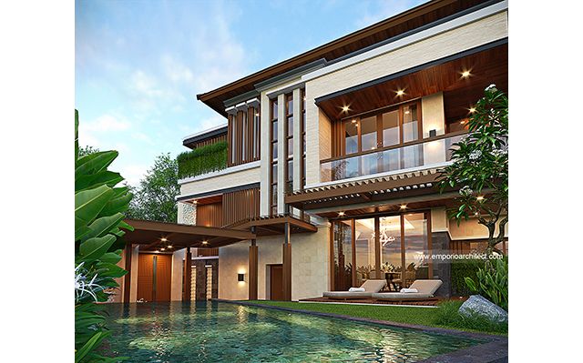 Desain Rumah Villa Bali 4 Lantai Bapak E 1729 di  Tangerang Selatan